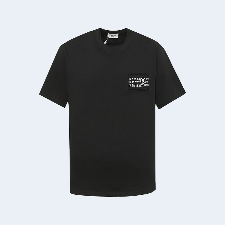 메종 마르지엘라 레터링 자수 티셔츠 블랙